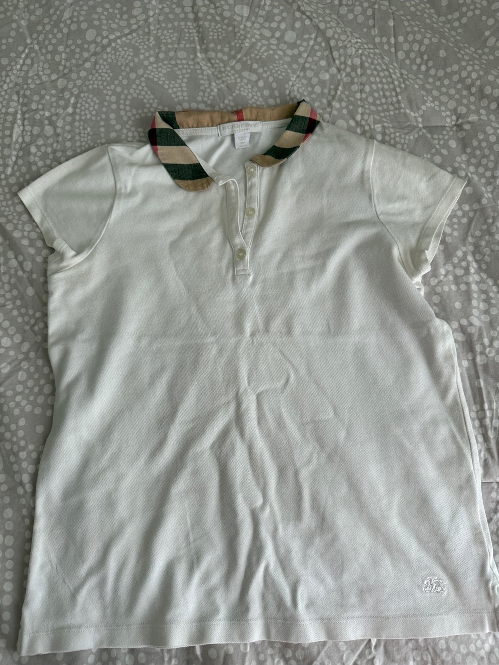 Burberry White Polo with Signature Check Collar